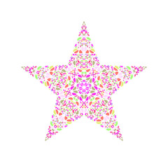 Obraz premium Isolated floral mosaic ornament star polygon - colorful geometrical vector element on white background