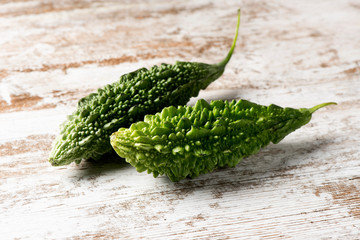 raw karela on a table