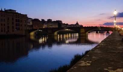 Naklejka premium reflections of night town in river