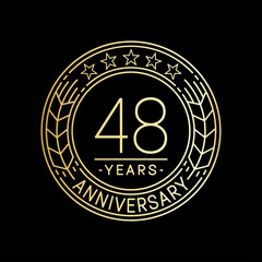48 years anniversary logo template. 48th line art vector and illustration.