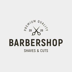 vintage barbershop logo. retro styled hair salon emblem. vector illustration