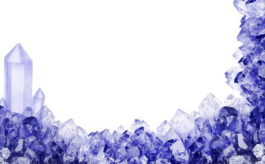isolated light sapphire crystals half frame