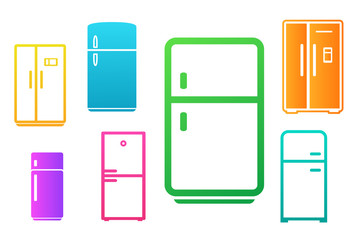 Multi colored fridge icon set	