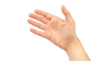 Hand of woman isolated on white
