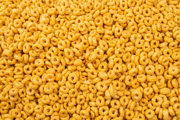 Corn-flakes background and texture. Top view.