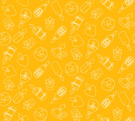 candles doodle line seamless vector pattern