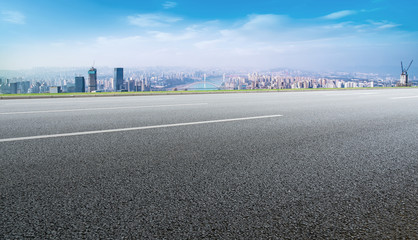 Urban road and Chongqing building landscape skyline..