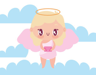 Isolated girl cupid cartoon vector design