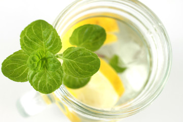 Mint in water and lemon