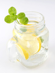 Fototapeta premium Glass of water, lemon and mint. Detox.