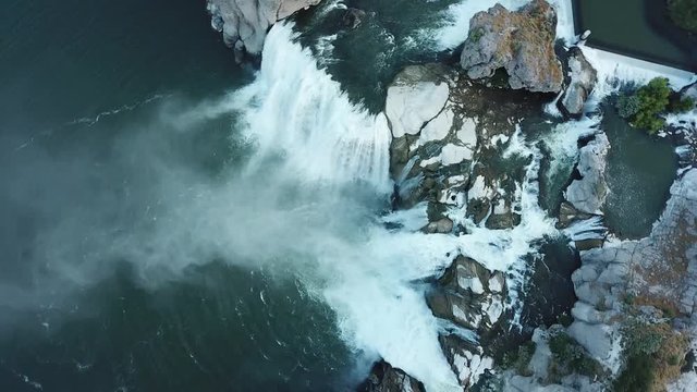 Birds Eye Aerial View of Spectacular Shoshone Falls Over Steep Cliff. Waterfall on Snake Firer Known as Niagara of The West, Idaho USA