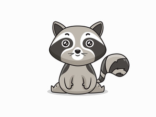Cute kawaii raccoon vector cartoon illustration