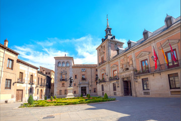 Fototapeta na wymiar Square Plaza de la Villa. Old Town Hall in Madrid. Spain