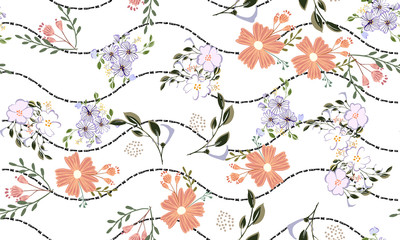 Seamless floral pattern. Flowers texture. Simplicity flower surface pattern design
