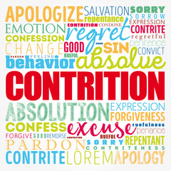 Contrition word cloud collage, concept background
