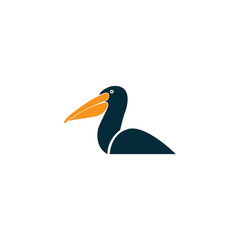 Pelican Bird Logo Design Template Vector