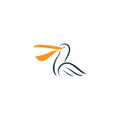 Pelican Bird Logo Design Template Vector