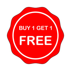 Buy 1 Get 1 Free,red ribbon seal for sale tag, banner, sticker, label. 