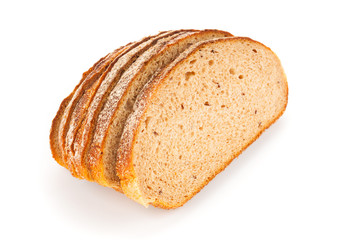 Sliced wheat bread isolated on white background