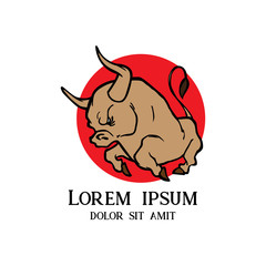 Angry Bull or Taurus Logo Mascot. Vector Illustration. Bull cartoon logo