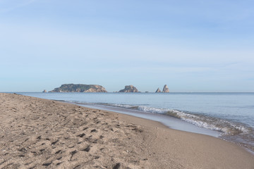 Quiet beach in winter