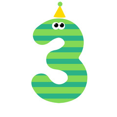 Cute happy birthday number three