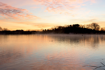 Obraz premium Training rowing athlete at sunrise