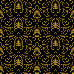 Art deco black and golden pattern. 