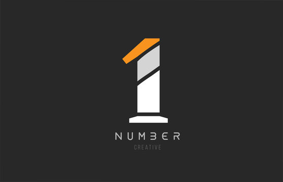 Number 1 One For Company Logo Icon Design In Grey Orange And White Colors