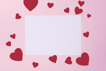 A lot of hearts, love, romance. Gift card, certificate, place for text, free space. Valentine's Day.