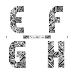 Alphabet Polynesian style in a set EFGH