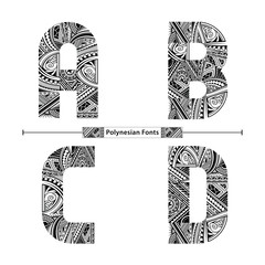 Alphabet Polynesian style in a set ABCD