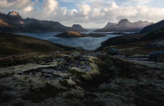 Aereal view of Reine, Lofoten Island, Norway
