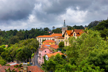 Obraz premium Portuguese city of Sintra, a UNESCO World Heritage Site. Sintra city near Lisbon. Sintra, Portugal.