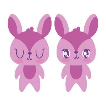 Cute rabbits cartoons vector design