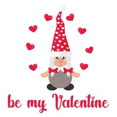 valentines cute dwarf girl with hearts and text