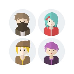 Cute avatars set, simple cute face collection