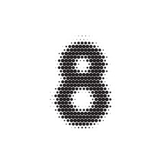 Number 8 black halftone pattern font