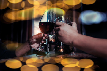 Cheers clinking of friends in party	