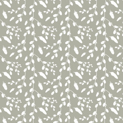 Digital flat illustration of a cute gentle easter pattern with sprigs of willow. Print for banners, fabrics, cards, posters, invitations, wrapping paper, web design.