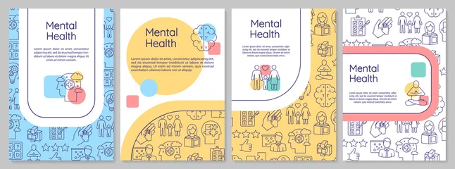 Foto op Canvas Mental health brochure template. Psychological wellness. Psychiatry flyer, booklet, leaflet print, cover design with linear icons. Vector layouts for magazines, annual reports, advertising posters © bsd studio