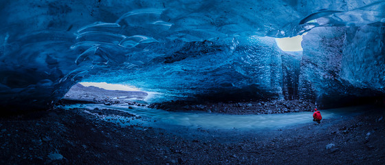Ice cave at jokulsarlon glacier in Iceland