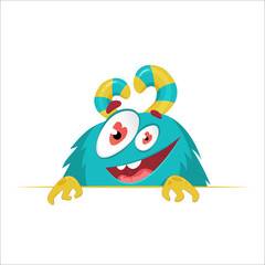 Cartoon monster face. Vector collection of monster's faces or isolated avatars. Ghost, troll, gremlin, goblin, devil and monster. Print design of monsters mask. 