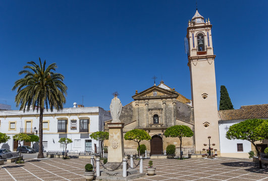 Historic church in the center of Bornos, Spain
