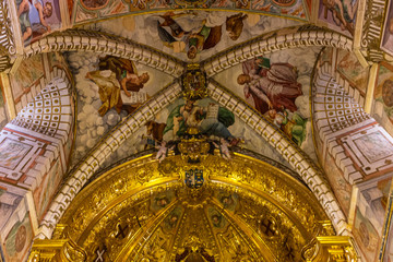 Fototapeta na wymiar Apse dome of the main altar of the Cistercian monastery, Sta Maria of Huerta, Aragon, Spain church, 