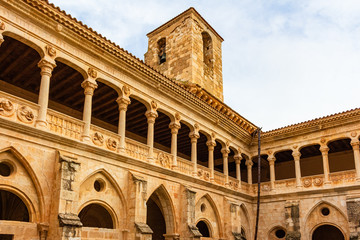 Detail of the upper part of the cloister of the Cistercian monastery, Santa Maria de Huerta, Aragon, Spain