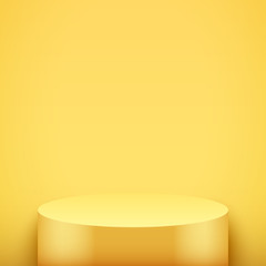 Light box with Yellow presentation circle podium on light backdrop. Editable Background Vector illustration.