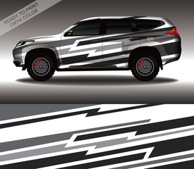 Obraz premium Car wrap decal design vector, custom livery race rally car vehicle sticker and tinting.