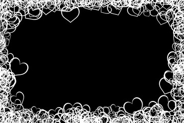 frame of hearts in black and white.