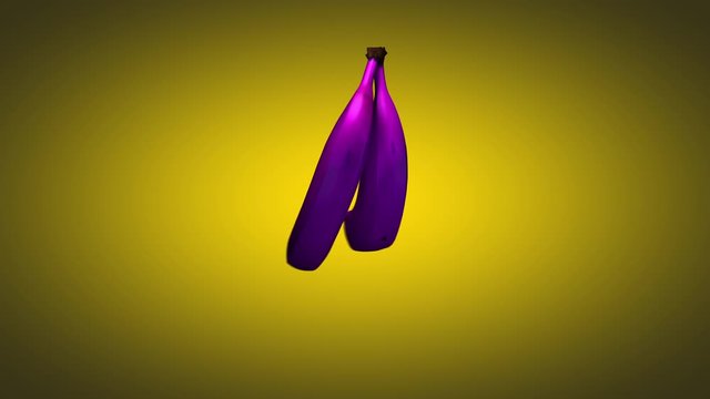 pink banana on a yellow background. Abstract graphics in zin art style. Looped and seamless.